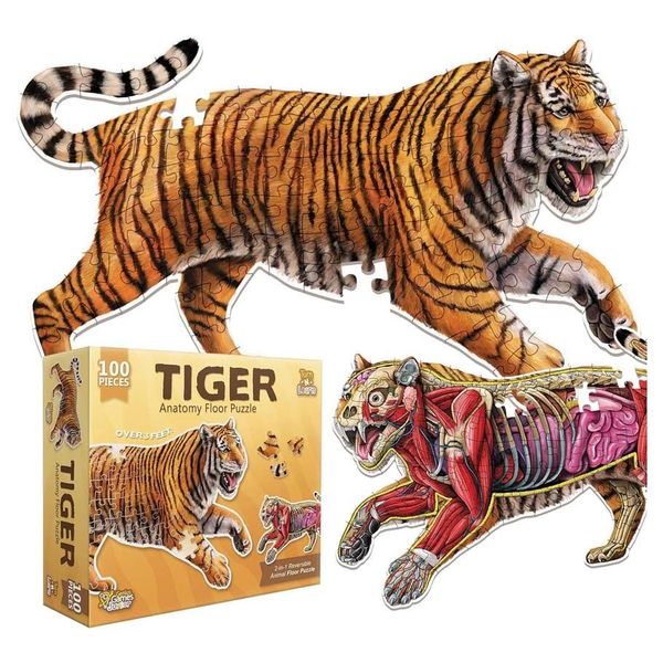 Genius Games - Animal Anatomy - Tiger 100 Piece (2 Sided) Floor Puzzle
