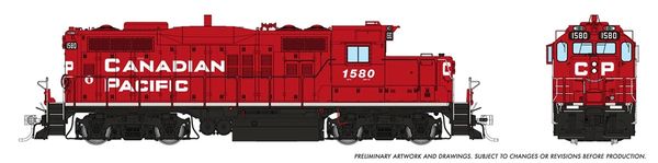 Rapido HO Scale GP9U Canadian Pacific W/O Ditchlights DCC & Sound #1580 *Reservation*