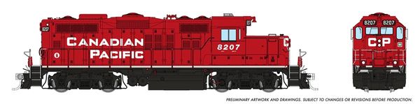 Rapido HO Scale GP9U Canadian Pacific (New Block Scheme) W/ Ditchlights DCC & Sound #8207 *Reservation*