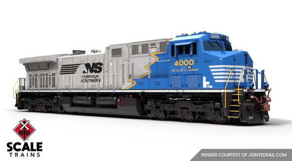 Scaletrains Rivet Counter HO Scale GE AC44C6M, Norfolk Southern/“Sonic Bonnet”/Blue Mane/NS #4000 *Reservation*