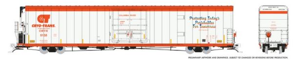 Rapido HO Scale Greenbrier 72' 7780 Reefer Cryo-Trans - (CRYX / Orange End) 2006+ / Non Sound/ (6) Pack *Reservation*