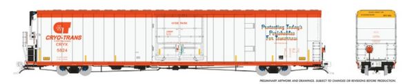 Rapido HO Scale Greenbrier 72' 7780 Reefer Cryo-Trans - (CRYX / Yellow End) 2013+ / With Sound/ (6) Pack *Reservation*