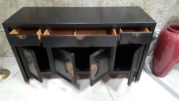 Black Lacquer Credenza By Century Furniture Janakos Company