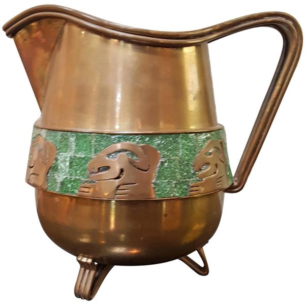 Mosaic and Brass Pitcher by Salvador Teran