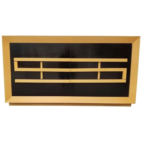 Credenza Or Dresser With Two Tone Black Lacquer Finish Janakos