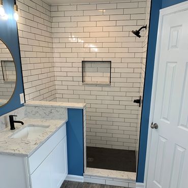 bathroom renovation. new paint and tile