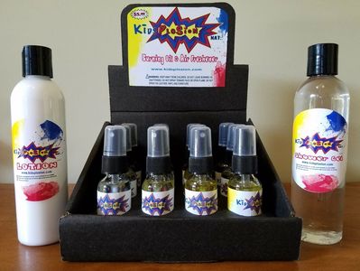 Kidsplosion scented oils, lotions, back packs, socks, t-shirts, hoodies and more! 