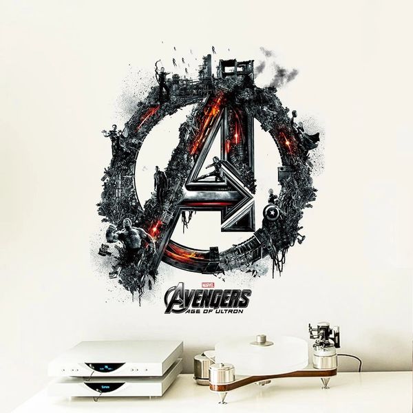Avengers Logo Cartoon Movie Wall Stickers For Kids Rooms