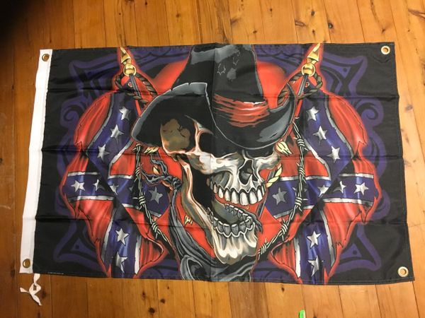 Skull confederate flag. Mancave ideas flag banner poster gift idea man ...