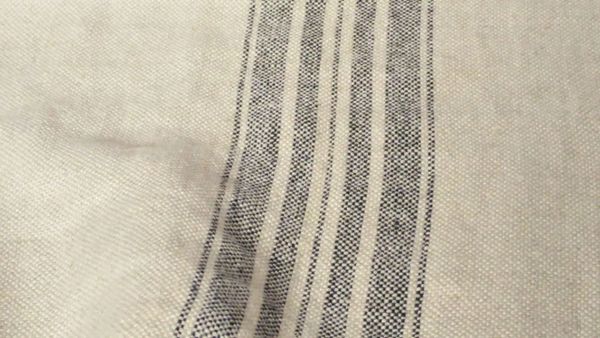 Heavy grain sack linen fabric Undyed Softened with Black stripes