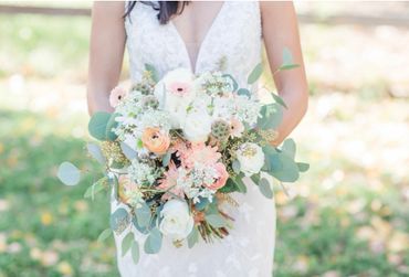 Organic Bridal Bouquet at Old Town Farm ~Maura Jane Photography 