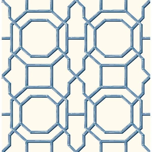 SUMMER BLUE TRELLIS WALLPAPER