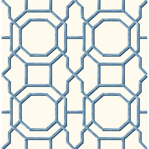 SUMMER BLUE TRELLIS WALLPAPER