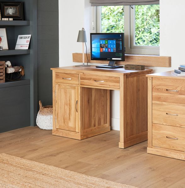 Mobel Oak Assembled Single Pedestal Computer Desk Baumhaus Solid