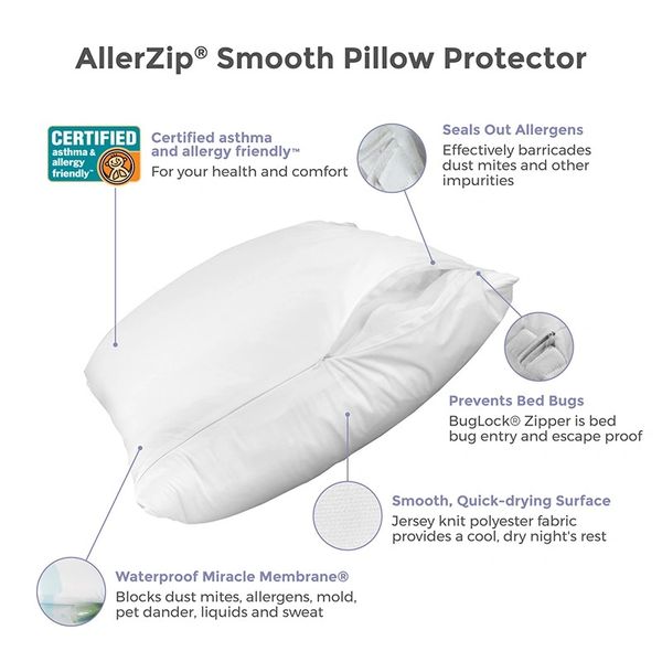 Protect a bed Allerzip Smooth Pillow Protector Pair Adjustable Beds