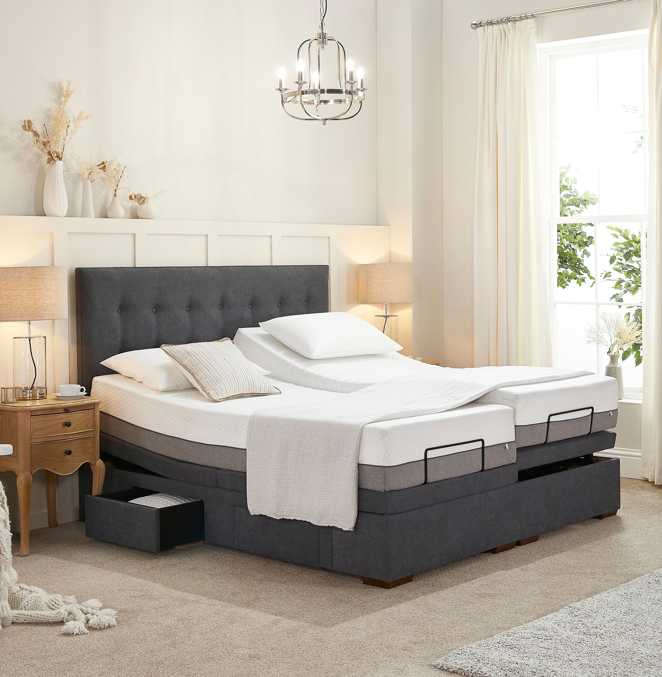 Full size adjustable bed and deals mattress