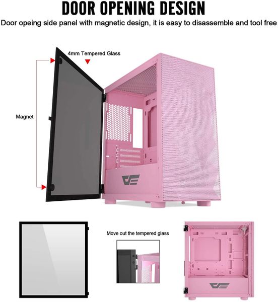 Darkflash Dlm21 Mesh Micro Atx Mini Itx Tower Microatx Computer Case With Door Opening Tempered Glass