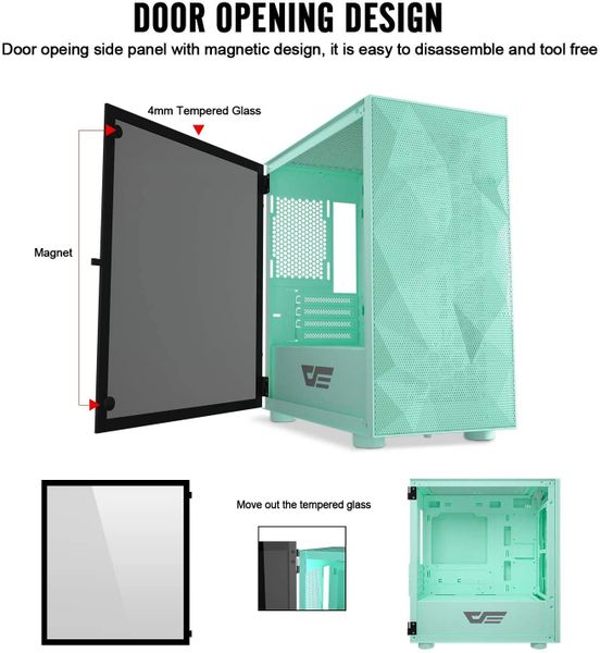 Darkflash Dlm21 Mesh Micro Atx Mini Itx Tower Microatx Computer Case With Door Opening Tempered Glass