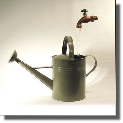 Sage Green Watering Can Faux Flow Fountain