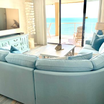 Beautiful beach colored sectional overlooking the Gulf of Mexico at Orange Beach, AL