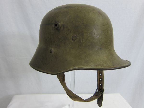 WWI - German M17 Helmet, with Original Leather Liner and Canvas Style Strap - ORIGINAL RARE -