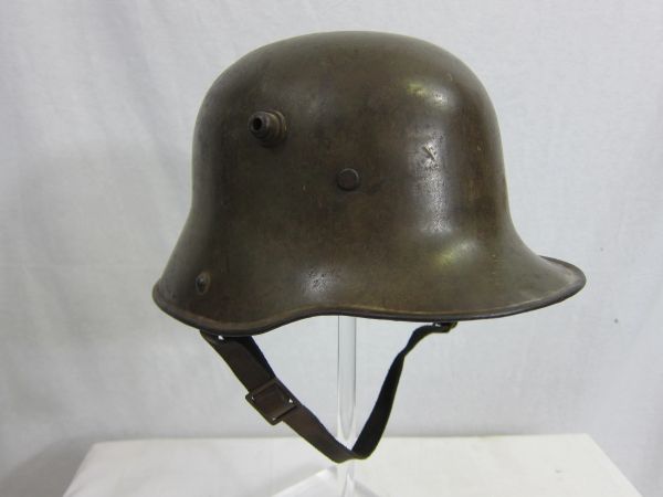 WWI - German M16 Helmet, with Original Leather Liner and Chinstrap - ORIGINAL RARE -