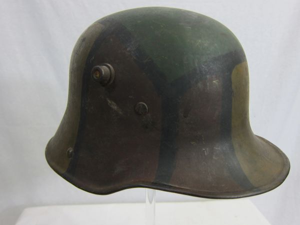 WWI - German M16 Camouflage Helmet, with Original Leather Liner - ORIGINAL RARE - SOLD