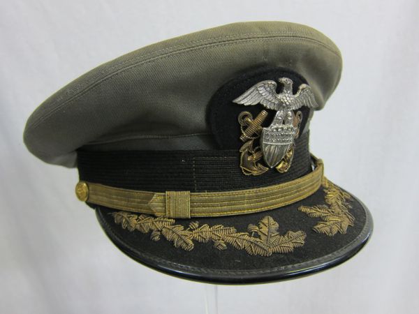 WWII U.S. Naval Officer's Gray 1943 style "working uniform" Visor Cap - ORIGINAL - SOLD