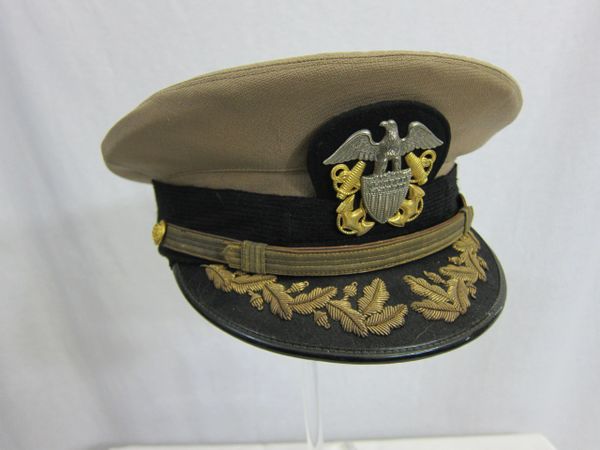 WWII U.S. Naval Officer's Khaki Visor Cap - ORIGINAL - SOLD