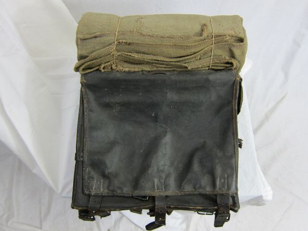 Civil War - Confederate Knapsack with a North Carolina "Butternut" blanket, ID'd to George Hosmer, 2nd Reg. LA. M. V. Co. D. - ORIGINAL VERY RARE -SOLD