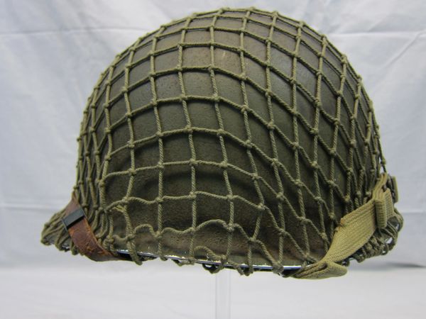 WWII U.S. M1 Helmet Steel Pot, Fixed Bale, Front Seam, w/Westinghouse Liner Complete, - ORIGINAL- SOLD