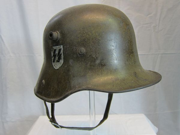 WWII German M16 Waffen-SS Single Decal Transitional Helmet, "Duckbill" - ORIGINAL VERY RARE -