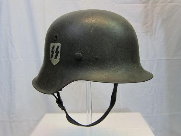 WWII - German SS M42 Helmet, ID'd to Heinz Schiller Heavy Panzer Division "Tiger Tanks" - ORIGINAL VERY RARE -