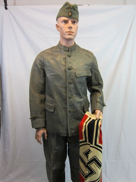 WWII German Kriegsmarine U-Boat Leather Jacket and Trouser Uniform, Dated 1942, - ORIGINAL -