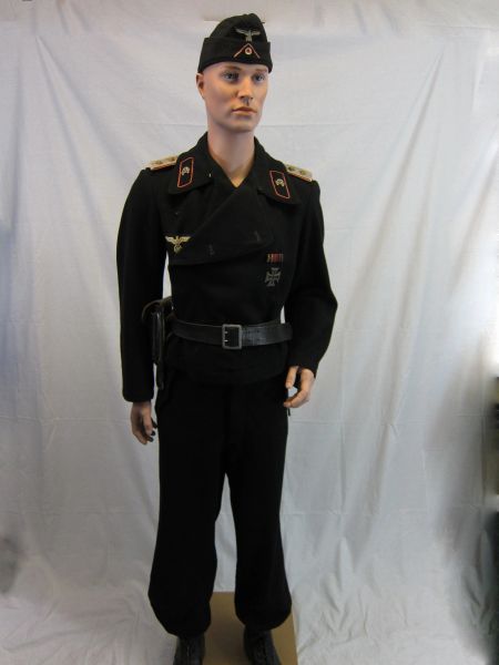 WWII German Officers Black Panzer Wrap Field Jacket, Uniform Group -ORIGINAL VERY RARE-