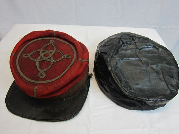 Civil War - Confederate Lieutenant's Artillery Kepi, with Oilcloth Rain Cover - ORIGINAL VERY RARE - SOLD