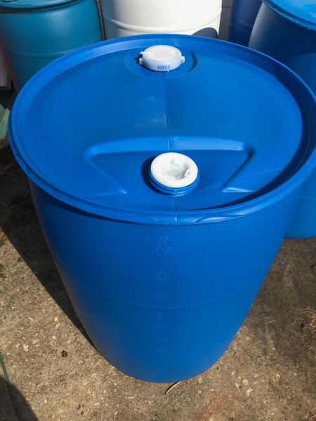 Plastic 55 Gallon Tight Head (closed top) Barrel (Blue)