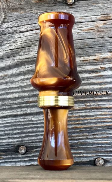 JJ LARES A5 ACRYLIC DUCK CALL  BLACK CHERRY PEARL WITH BRASS BAND 