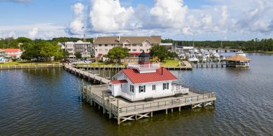 Roanoke Marshes Lighthouse in Manteo on Roanoke Island in the Outer Banks