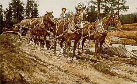 "Four Horse Power" 15 x 22 Original Watercolor