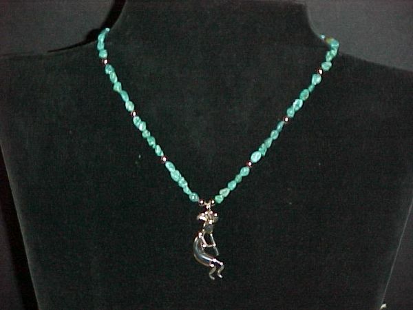 10K White Gold & Turquoise Necklace