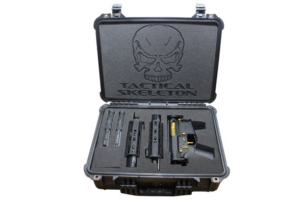 AR15 7.5" 223 & 7.5" 300 BLACKOUT DUAL CALIBER NON RECIPROCATING SIDE CHARGER ELITE TAKEDOWN PISTOL SYSTEM -GOLD ACCENTS