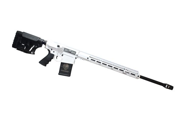 AR10 24" 6.5 CREEDMOOR STRAIGHT FLUTED STORM TROOPER WHITE BILLET RIFLE W/ 15" MLOK AND MBA-3