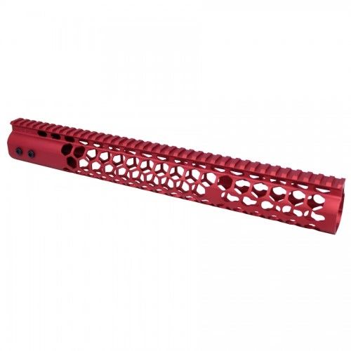 15" AIR LITE SERIES 556 223 300 "HONEYCOMB" KEYMOD FREE FLOATING HANDGUARD WITH MONOLITHIC TOP RAIL(RED)