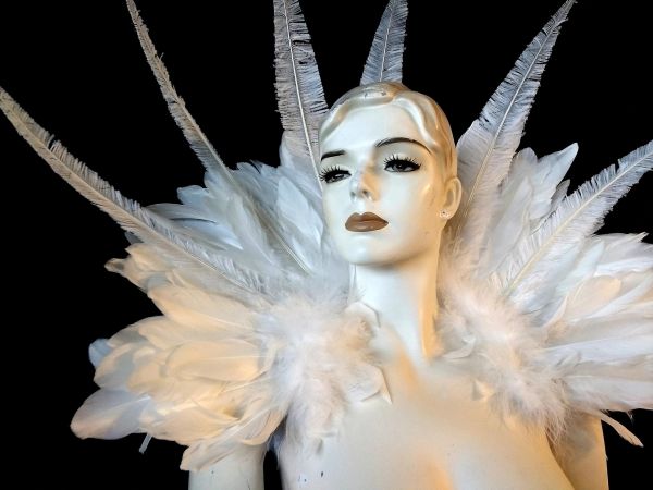 White Samba Costume feather Piece Angel Wings Feather Fantasy Fest ...