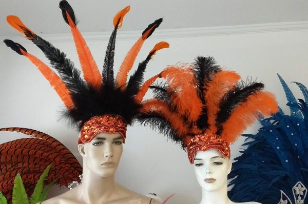 Carnival Feather Headdress Orange and Black Samba Headpiece Hora Loca ...