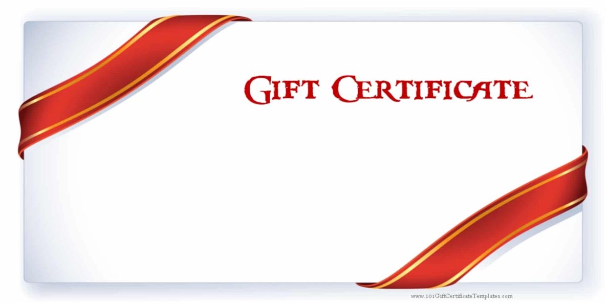 A blank gift certificate with a red ribbon design.