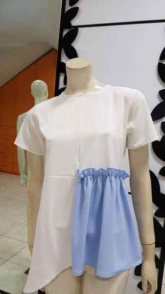 White Blouse With Blue Frills (IDR 279.500)