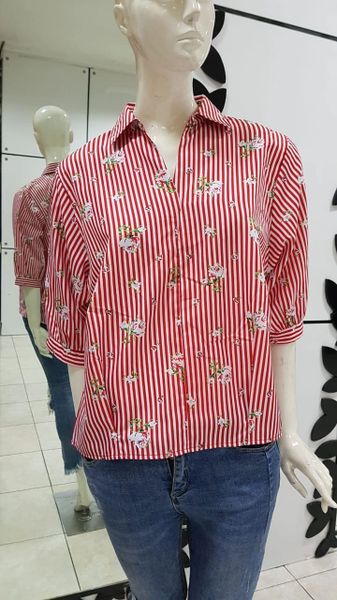 Red Stripes Flowery Shirt (IDR 279.500)