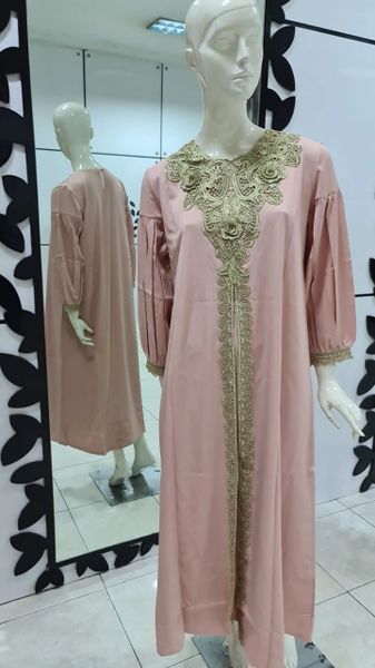 Pink Embroidered Eid Dress With Lines